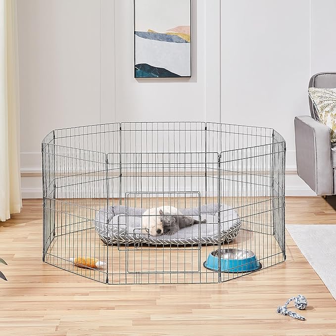 Yaheetech 24" High 8 Panel Foldable Metal Dog Exercise Pen Pet Playpen Dog - Image 2