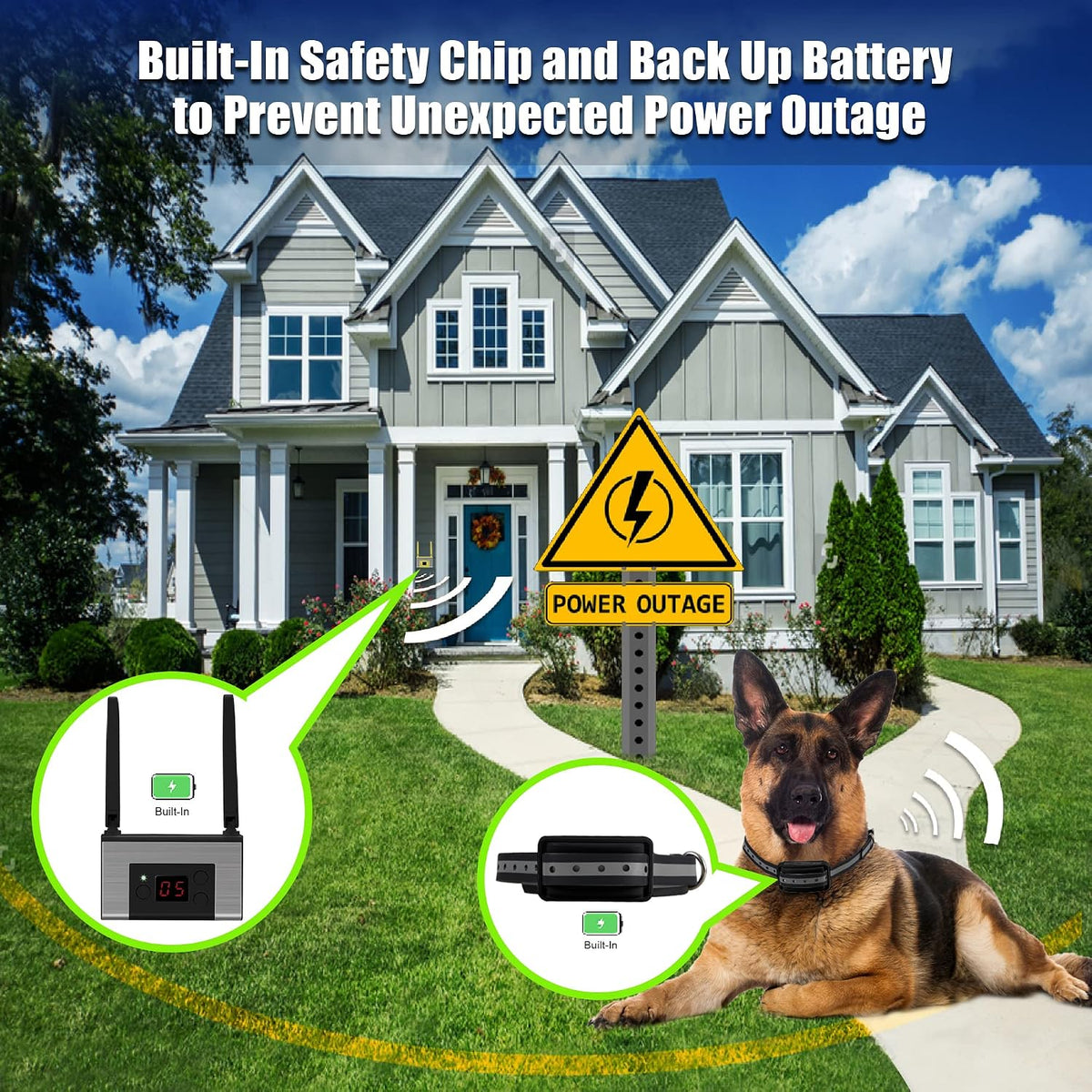 Electric Wireless Dog Fence System, Pet Containment System for 2 Dogs and Pets with Waterproof and Rechargeable Collar Receiver for 2 Dog Container Boundary System (Black)
