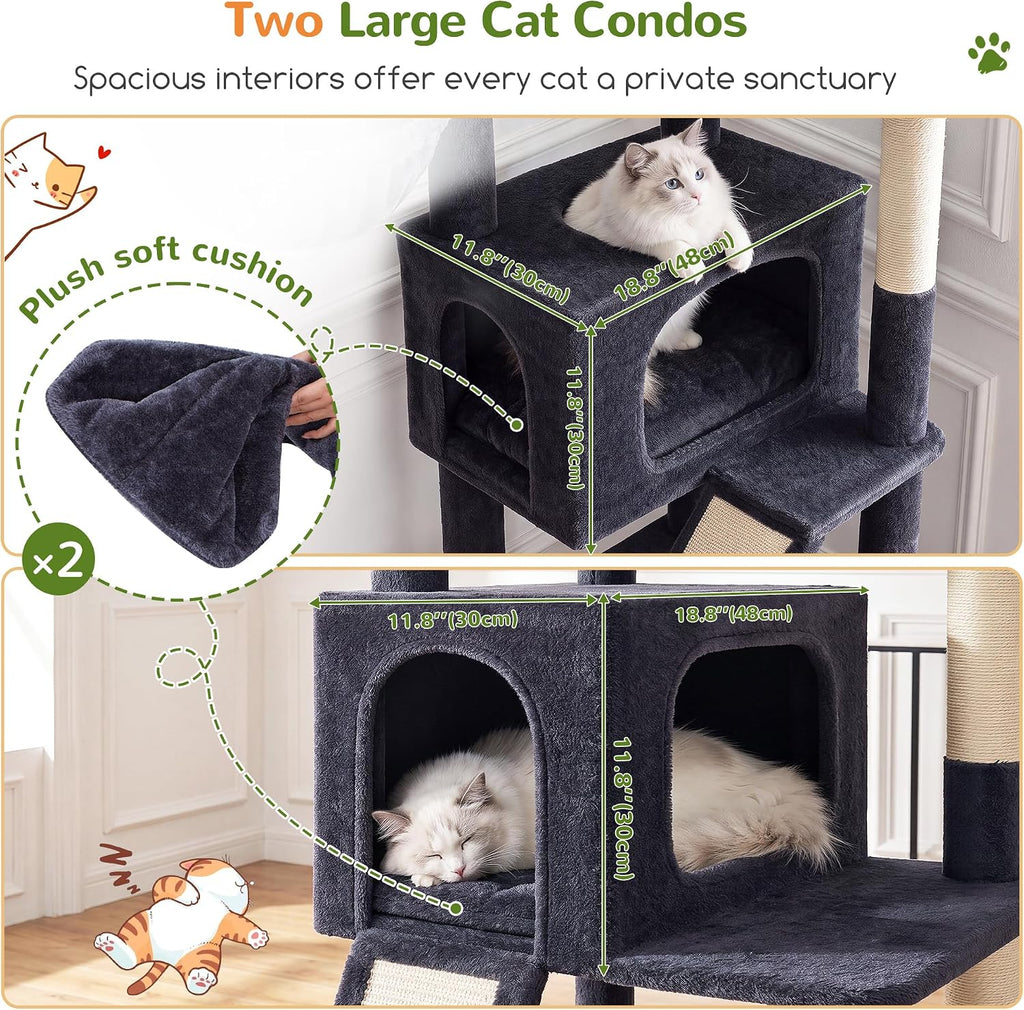 Globlazer 79in Heavy Duty Cat Tree for Large Cats, S79, Dark Grey