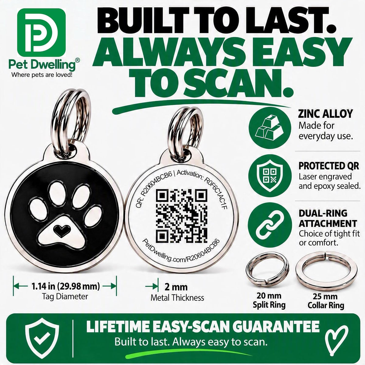 Pet Dwelling Elite Pro Pet ID Tag with Smart QR