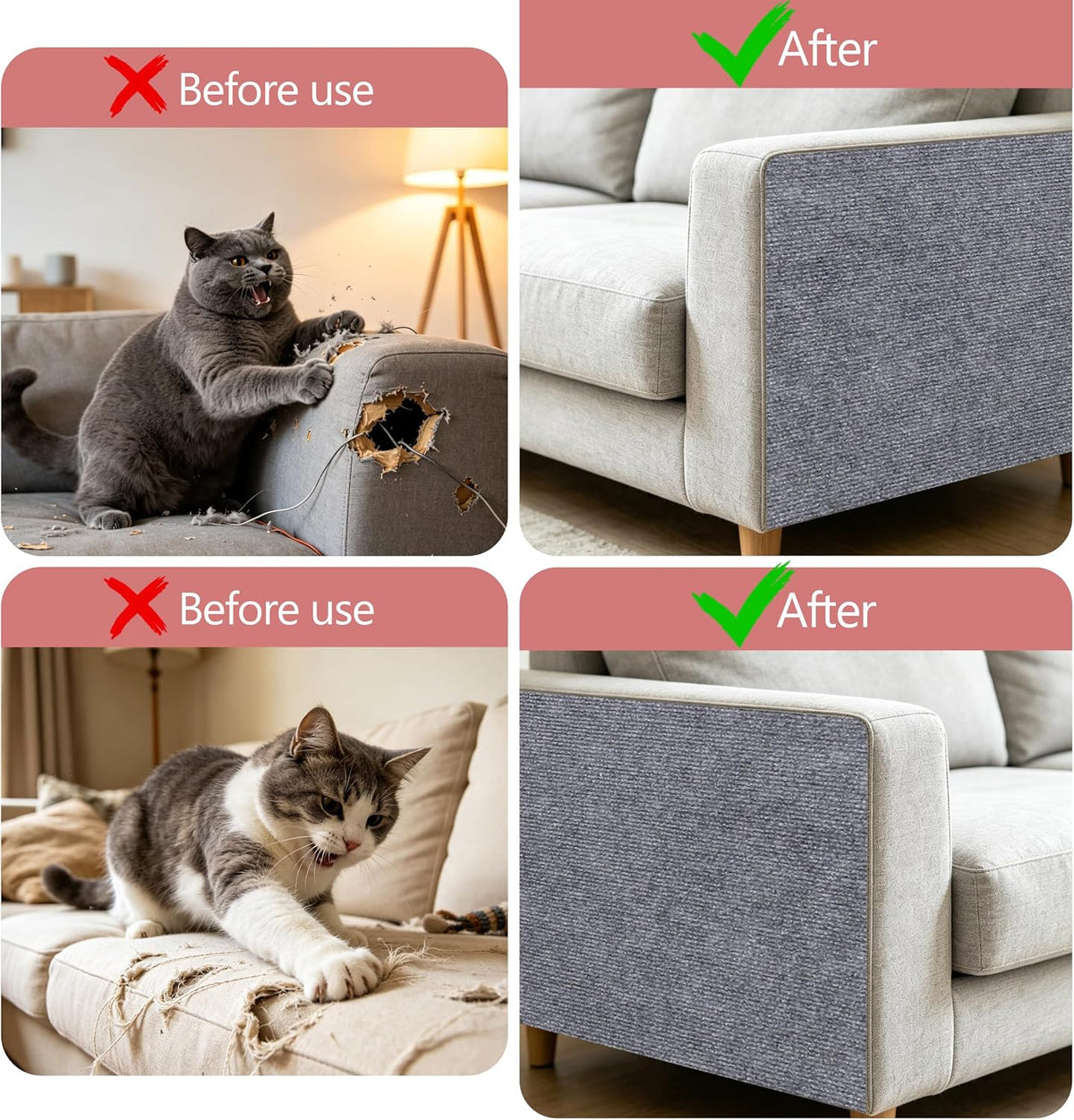 9Pcs Grey Cat Scratch Protector,11.8"x15.8" 4mm Scratch Pad for Cats
