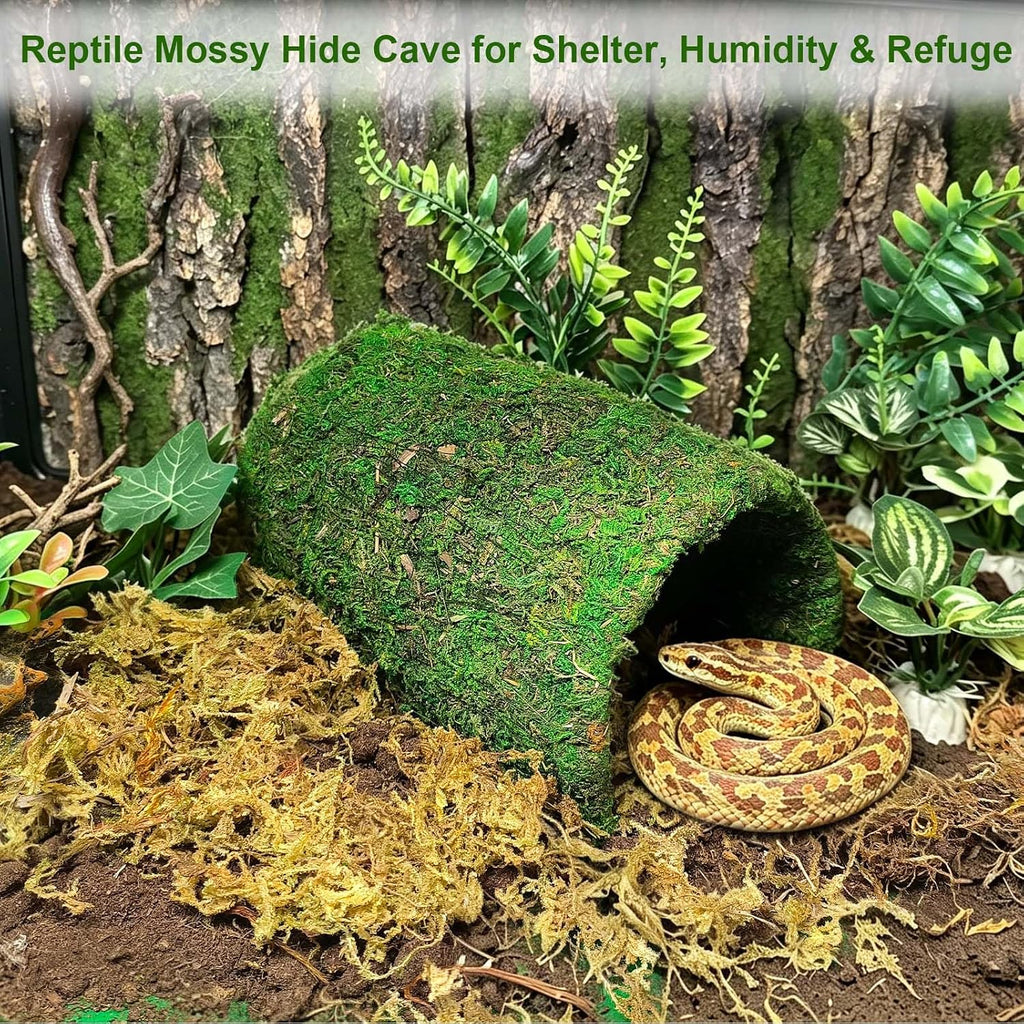 kathson Leopard Gecko Hide,Reptile Hideout Climbing Moss Caves Snake Hide