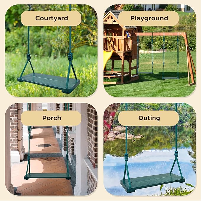Wooden Swing Seat, Nostalgic Outdoor Wood Swing - Image 5