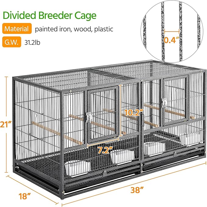 Yaheetech Stackable Bird Cage Divided Breeder Breeding Parakeet Bird Cage - Image 4