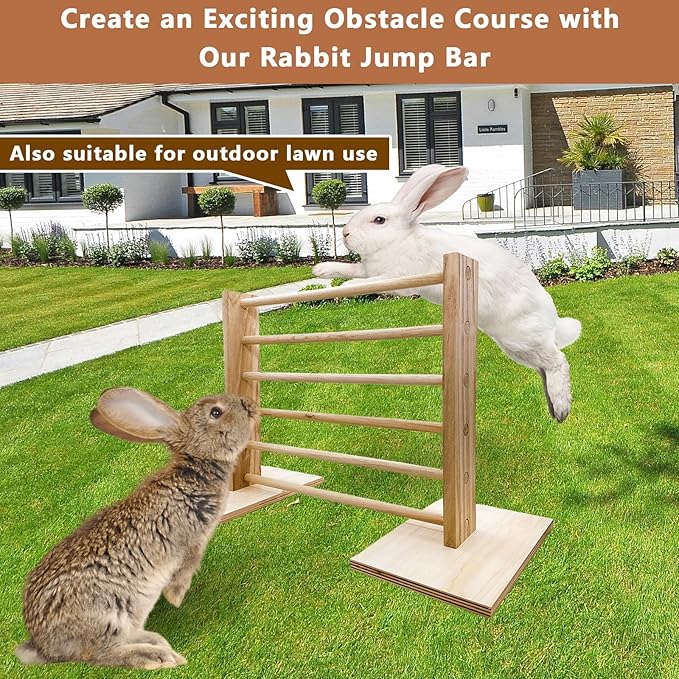 Hamiledyi Rabbit Jump Bar Rabbit Adjustable Hurdles Wooden Obstacle Exercise - Image 5