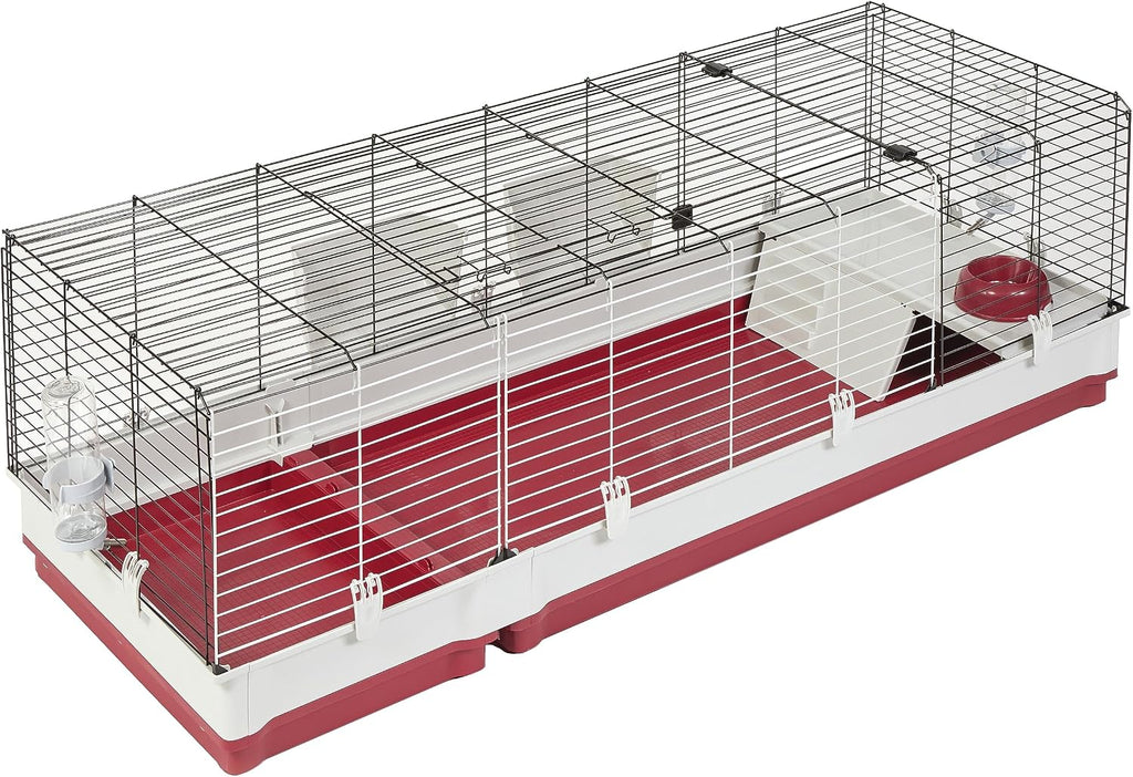 Midwest Homes for Pets Deluxe Rabbit & Guinea Pig Cage, X-Large, White & Red