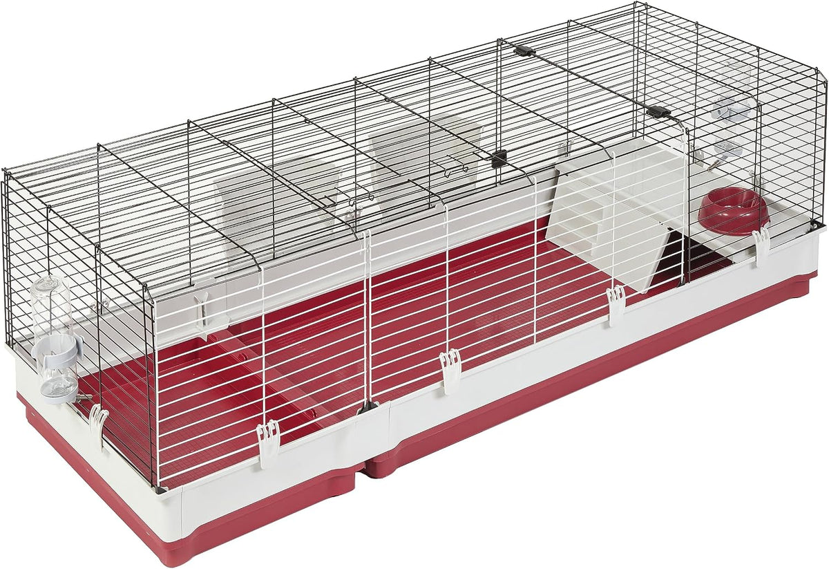 Midwest Homes for Pets Deluxe Rabbit & Guinea Pig Cage, X-Large, White & Red