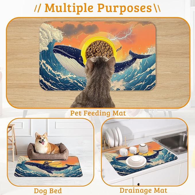 Dog Bowl Mat, Cat Shark Pet Feeding Mat - Image 7