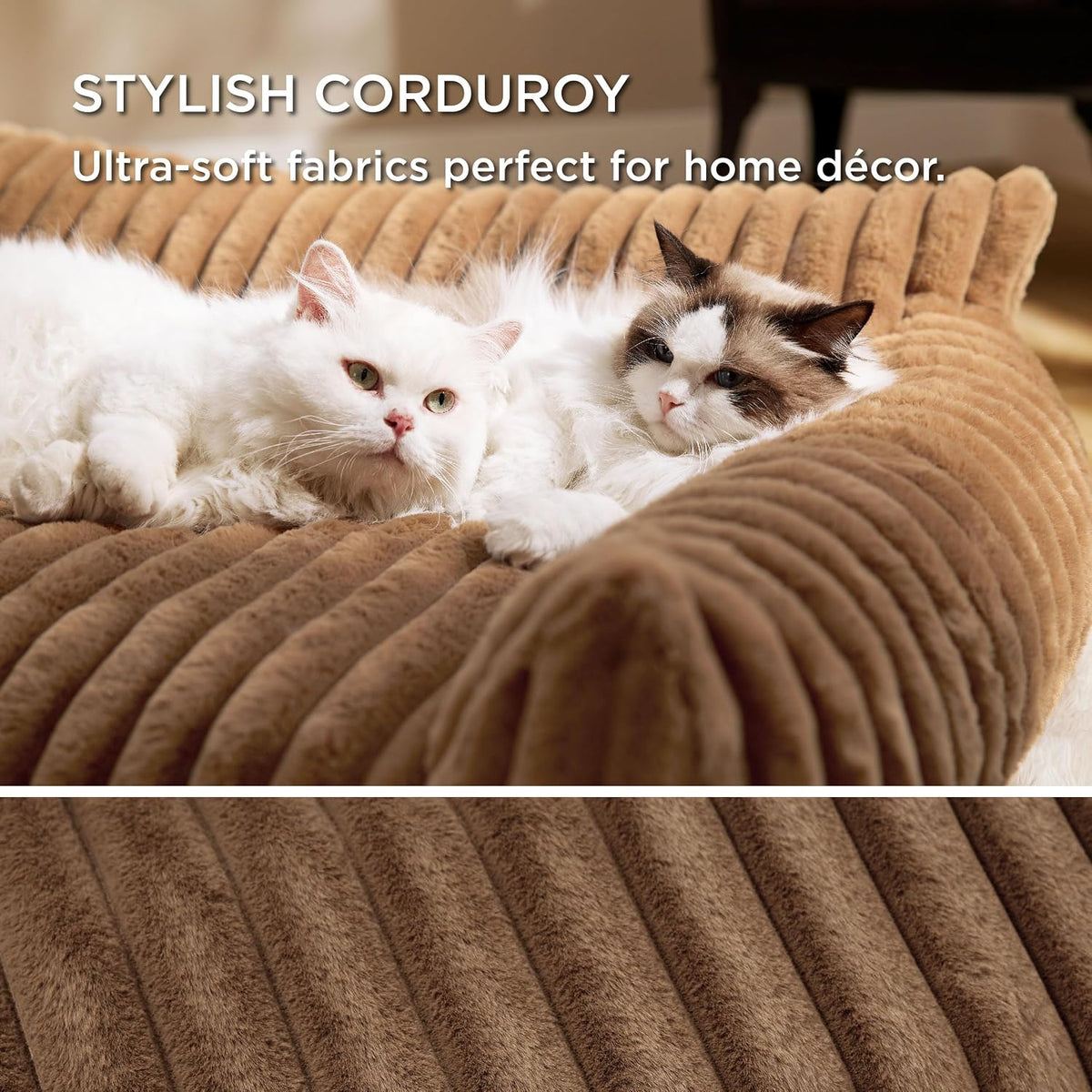 Bedsure ComfyFleece® Shown on TV Fluffy Cat Couch for Pets,24in Camel Brown