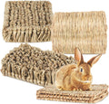 Blulu 4 Pcs Rabbit Grass Bed Rabbit Mats Guinea Pig Hamster Bedding Hay Bunny Natural Straw Woven Bed Handmade Bedding Sleeping Grinding Nesting and Chewing for Chinchilla Hedgehog Small Animal