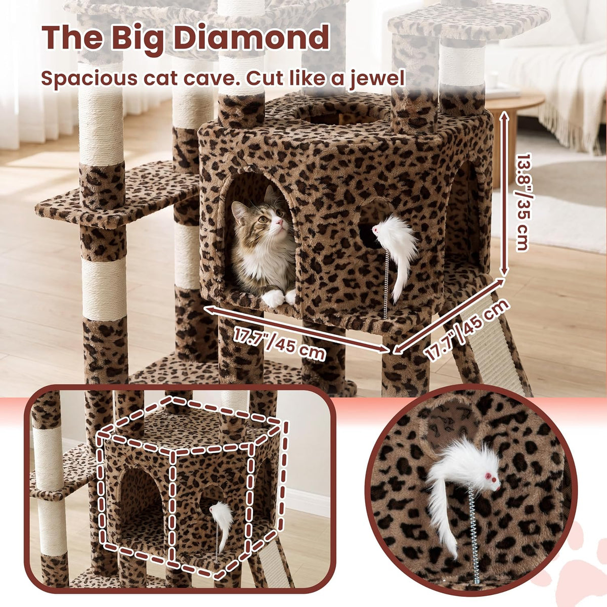 Cat Tree, 78.7" Tall Heavy Duty Cat Tower for Indoor Cat VCT033BW
