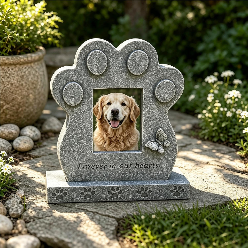 Teaeeno Dog Decor Statue Memory Stone, Pet Headstone Grave Markers