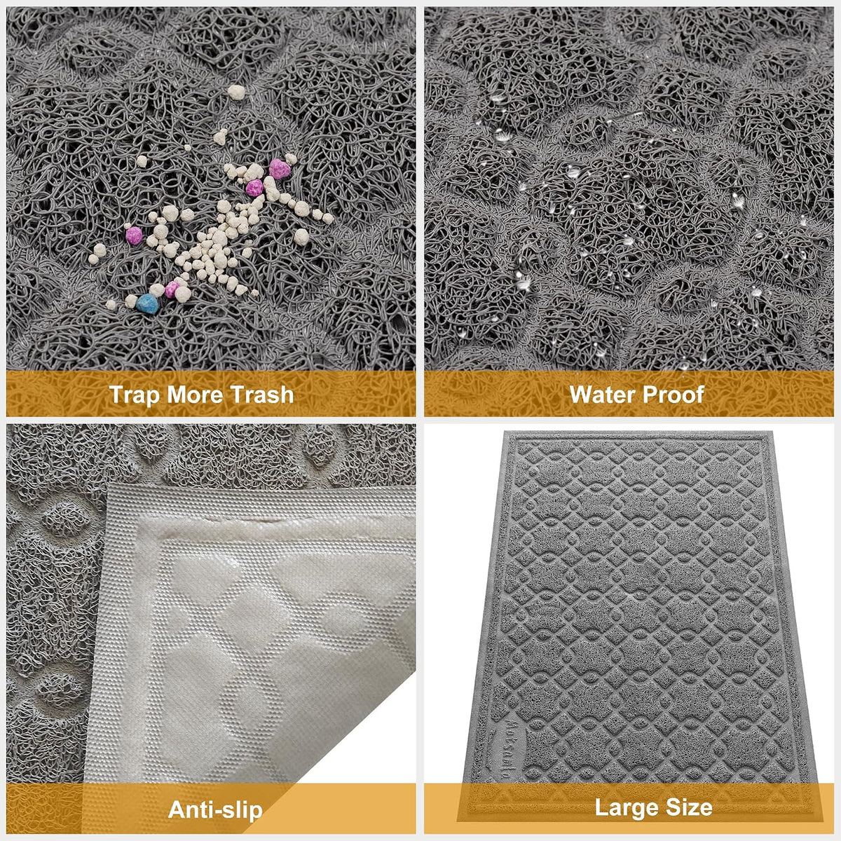 Cat Litter Box Mat, 35" x 24" Large Kitty Litter Trapping Mat Keep Floor Clean, Litter Box Mat Scatter Control, Waterproof, Easy to Clean, Durable Large Size Litter Mats for Floor