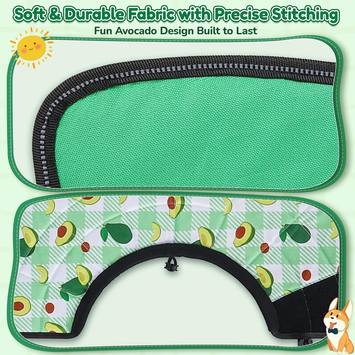 Soft Dog Cone Collar After Surgery: Foldable Long Comfortable Comfy Fabric Recovery Shame Elizabethan Stop Licking Small Medium Large Dogs (Green, S)