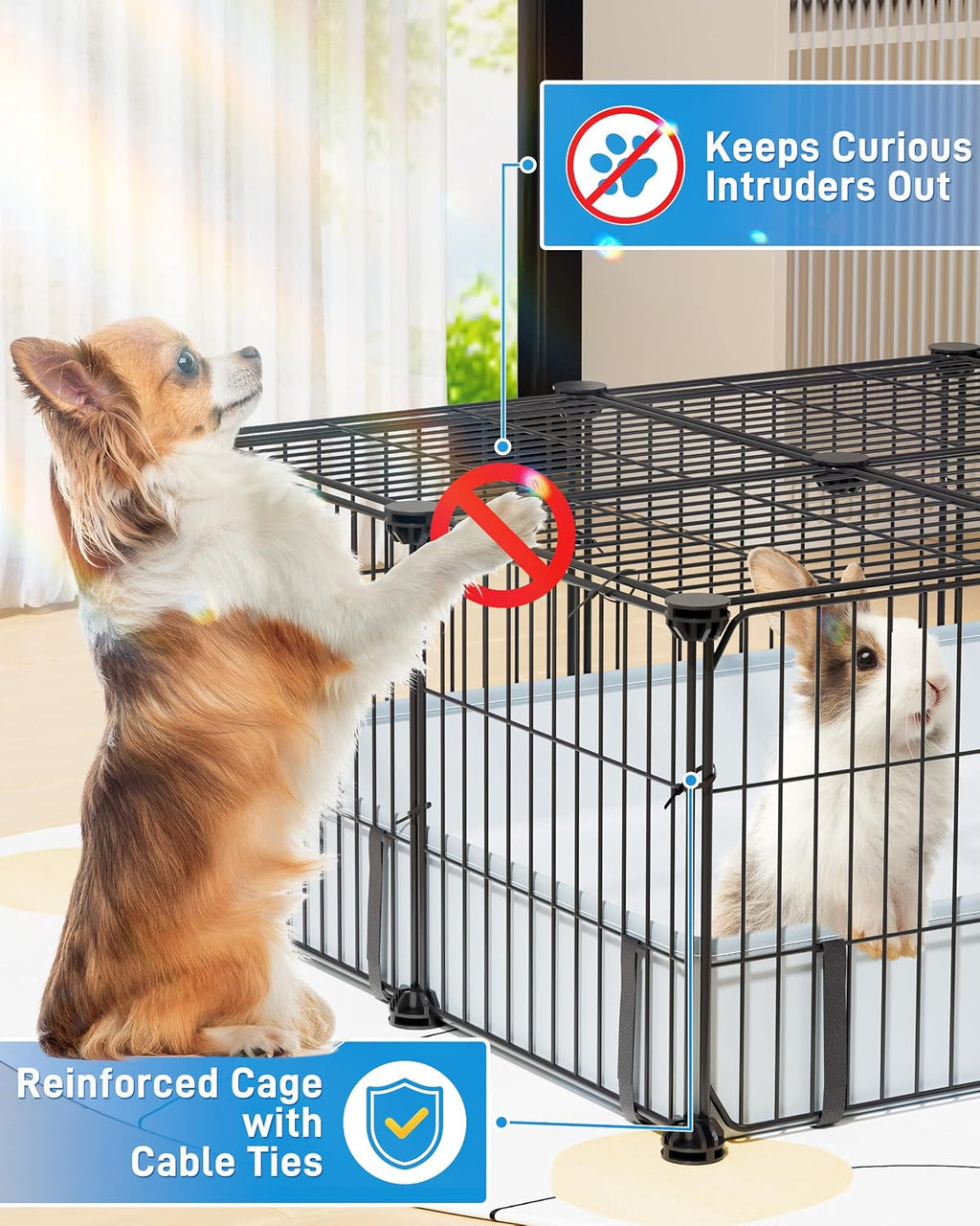 Guinea Pig Cages for 2 with Floor Mat, 20 Panels Guinea Pigs Playpen 47"