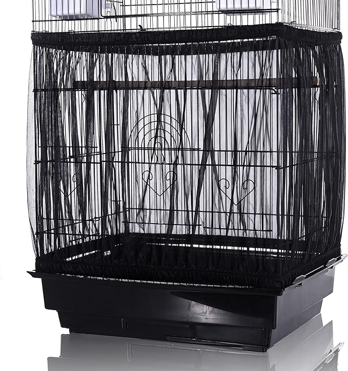 Tamu style Bird Cage Seed Catcher, Stretchy Form Fitting Mesh Skirt Cover by Tamustyle