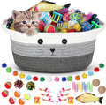 Zopeal 58 Pcs Cat Toy Set with Storage Basket Indoor, Multicolor, 12 Inch