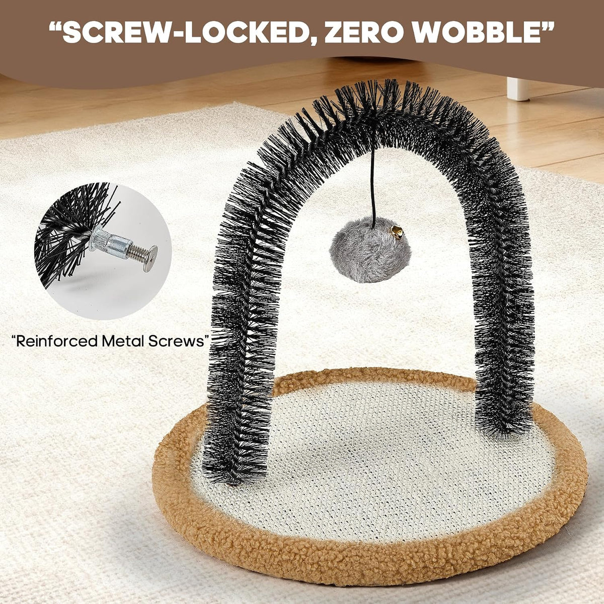 Cat Self Groomer Arch,Sisal/Plush Reversible Base,Scratcher Massager