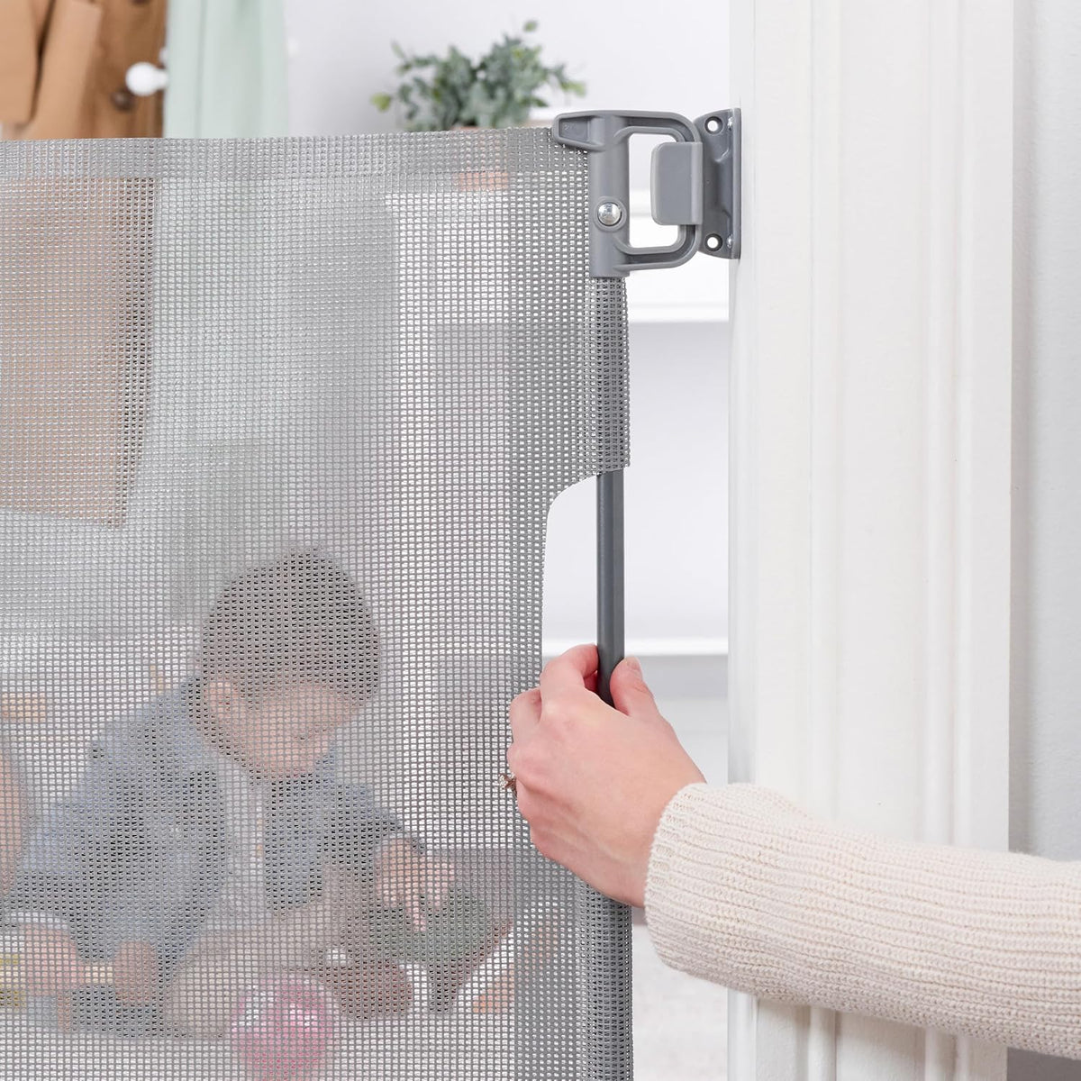 Regalo Safety 50" Retractable Mesh Baby Gate, Bottom of Stairs & Doorways