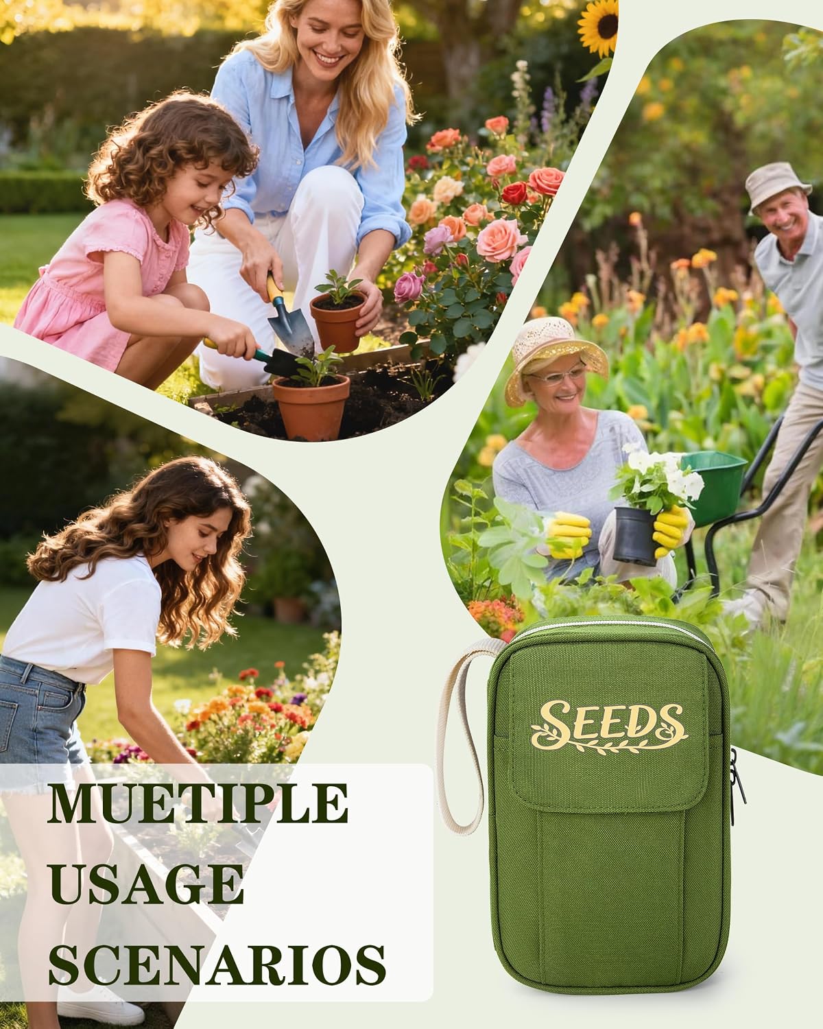 Seed Storage Organizer with 20 Clear Sleeves, 10 PCS Seed Envelopes