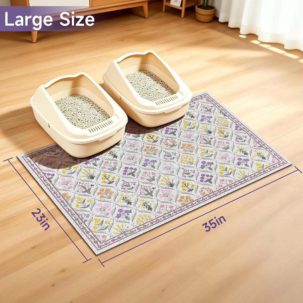 Cat Litter Mat, 24"x16" Cute Kitty Litter mat, Litter Catcher Mat