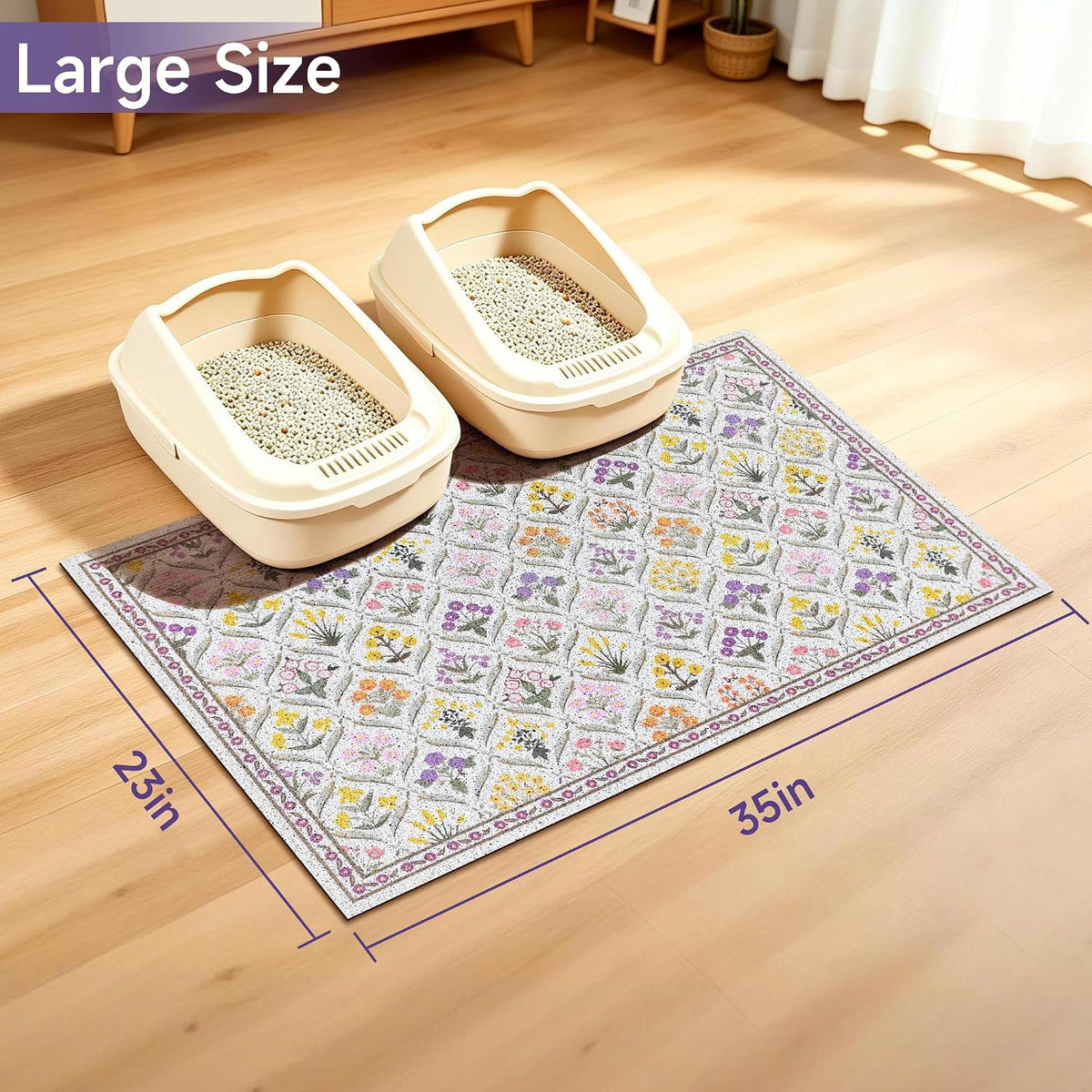 Cat Litter Mat, 24"x16" Cute Kitty Litter mat, Litter Catcher Mat