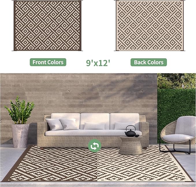 GENIMO Outdoor Rug for Patio Clearance, Reversible Plastic Straw Rugs for RV - Image 4