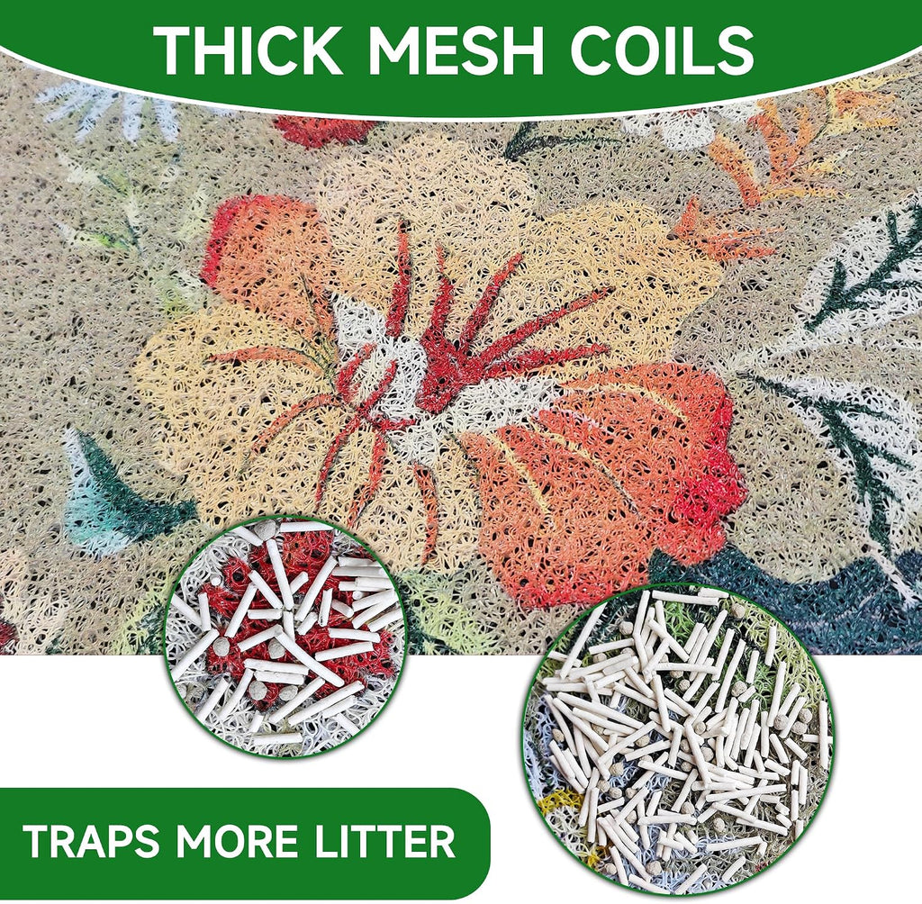 Cat Litter Mat,35"x23" Large Cute Litter Box Mat,Traps 100% Litter