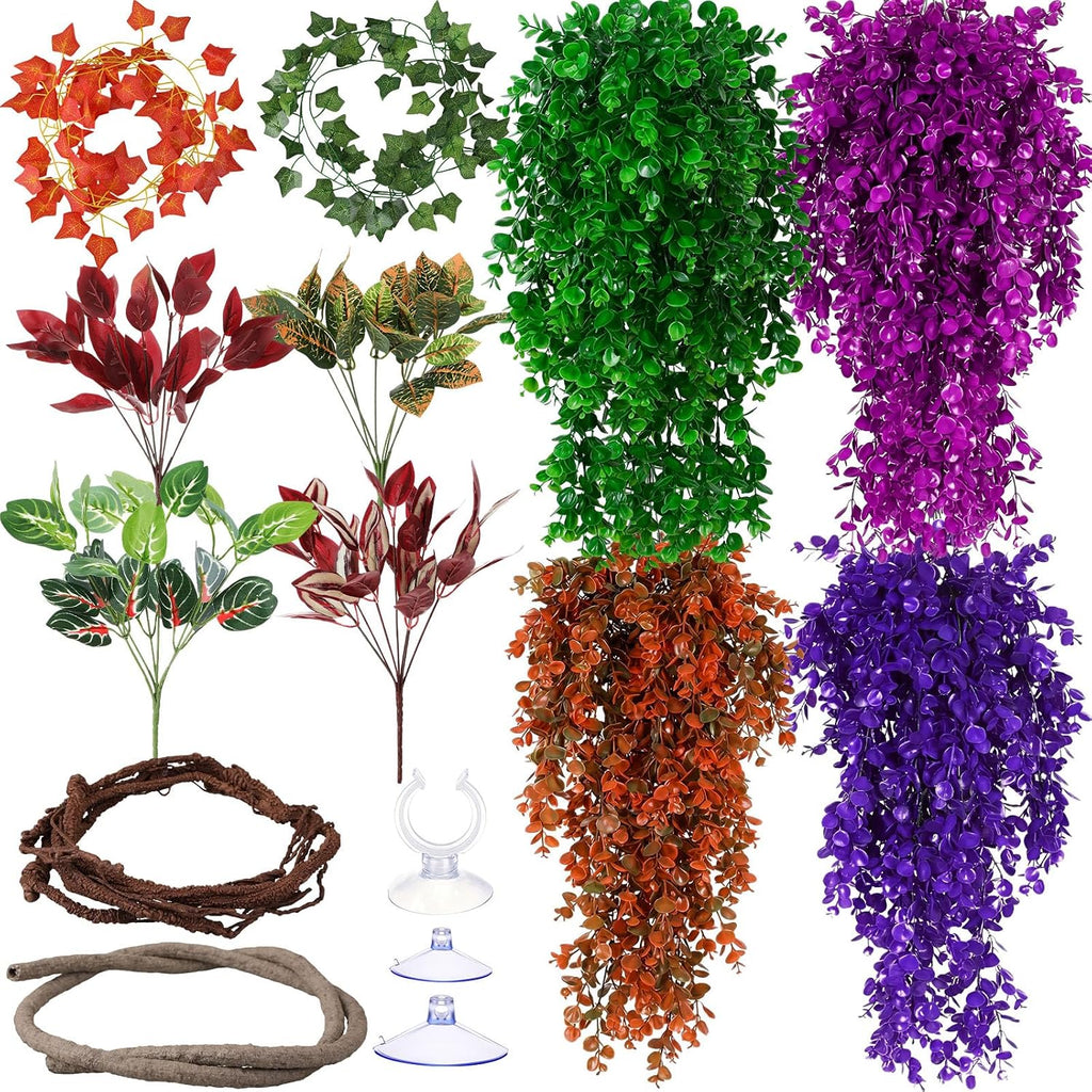 Suncalla 12 Pcs Reptile Plants Terrarium Hanging Vines, Lush