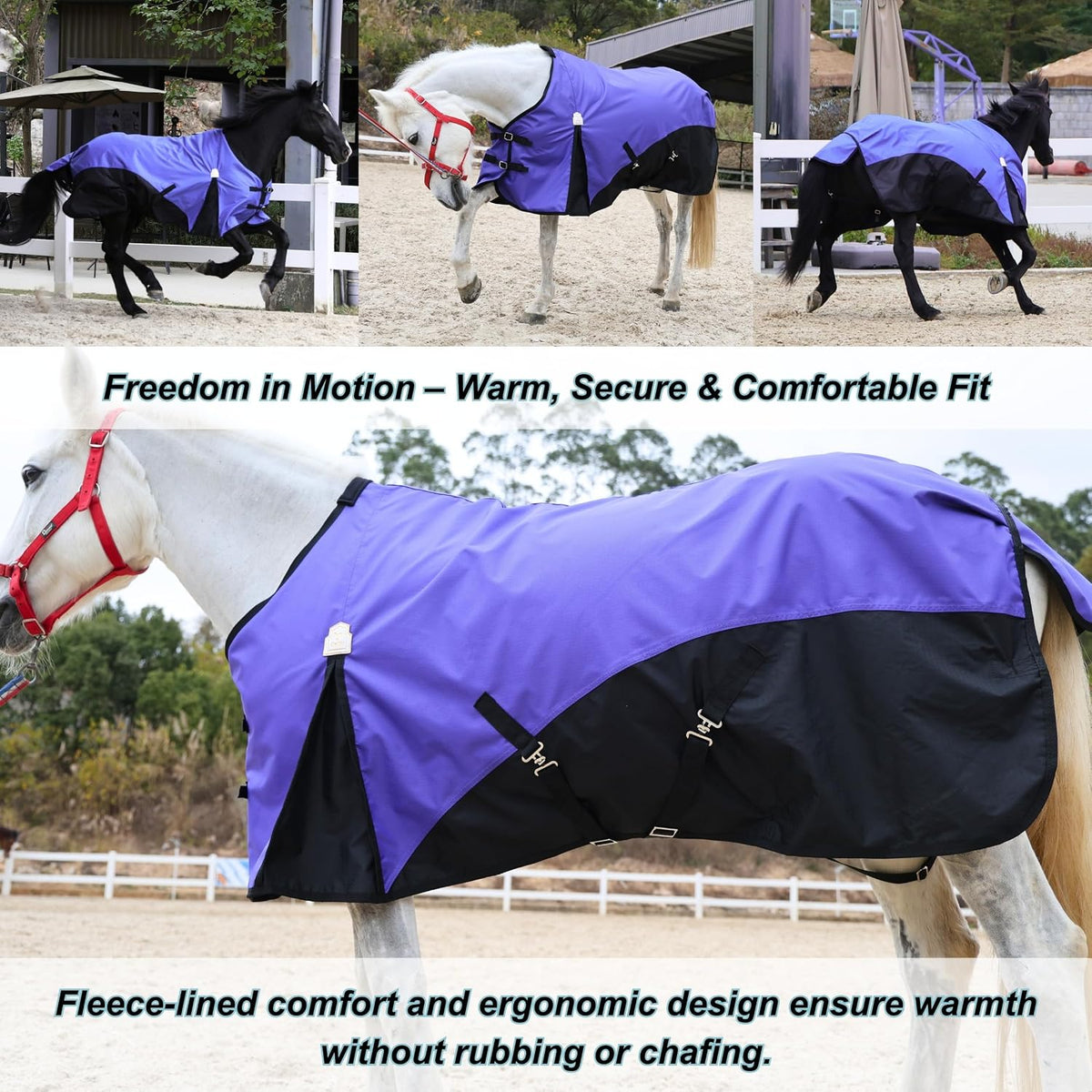 BARN & STABLE 600D Ripstop Lightweight Horse Turnout Sheet No Fill,Water-Resistant & Breathable Horse Blanket for Spring and Mild Weather, with Anti-Rub Fleece Withers