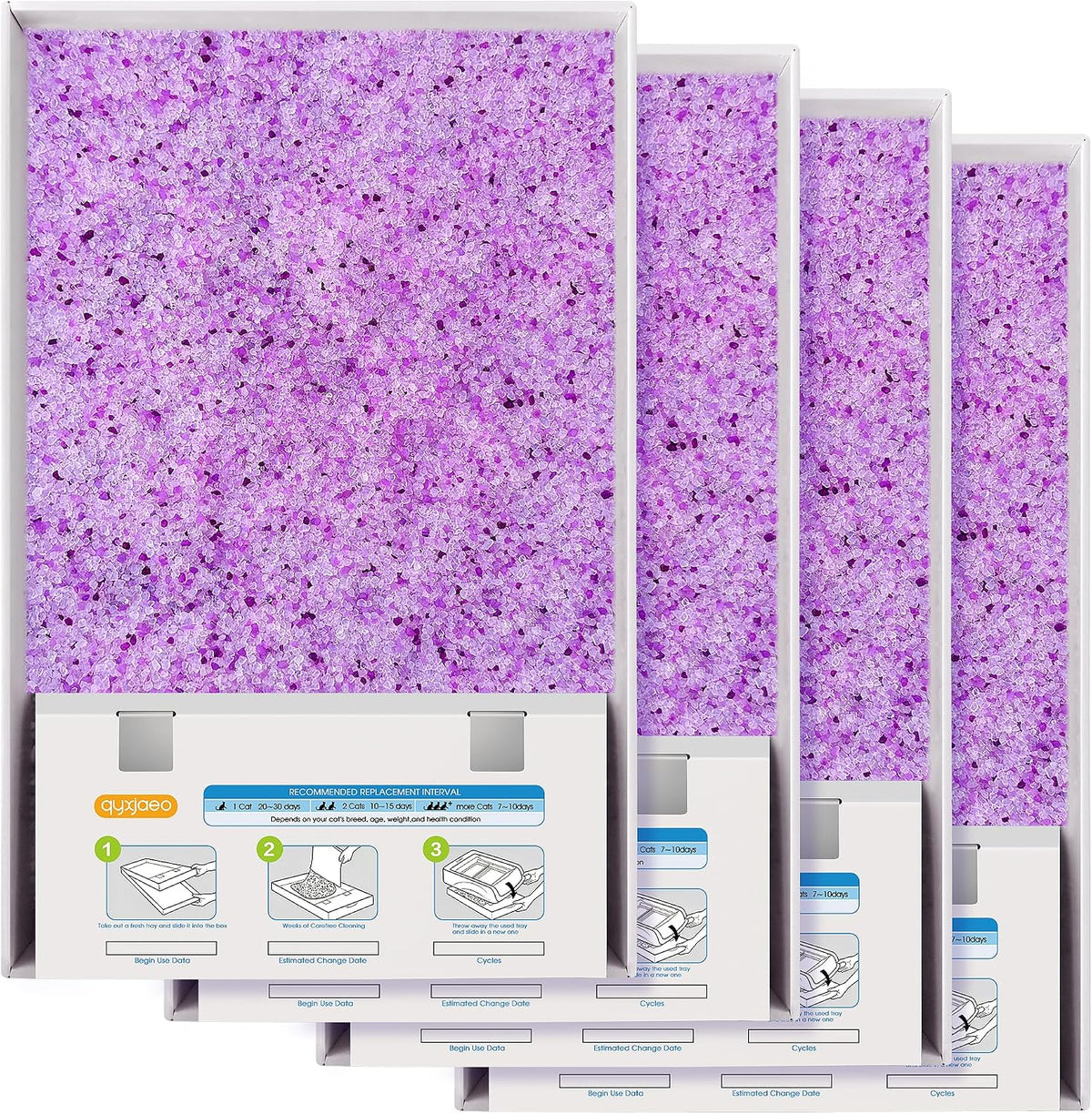 Crystal Cat Litter Tray Refill for PetSafe Litter Box Purple 4-Pack