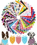 PET SHOW 50 Pack Paw Pattern Big Dog Bandanas Bulk XL Washable Triangle Bibs by PETSHOW