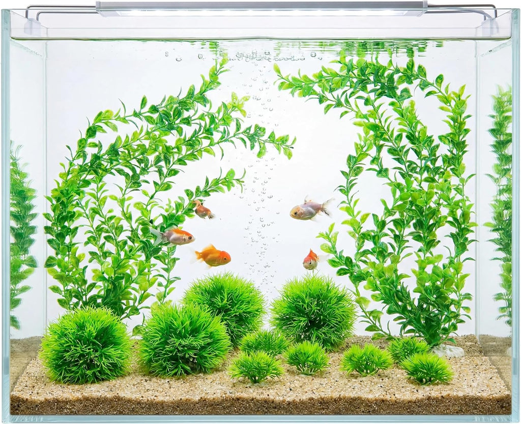 Artificial Aquarium Plants Set, Extra Large 21‑Inch Tall Plants(2 Pcs), with Medium & Small Ornaments, 12 Pcs Plastic Fish Tank Decor for Freshwater Saltwater Aquarium