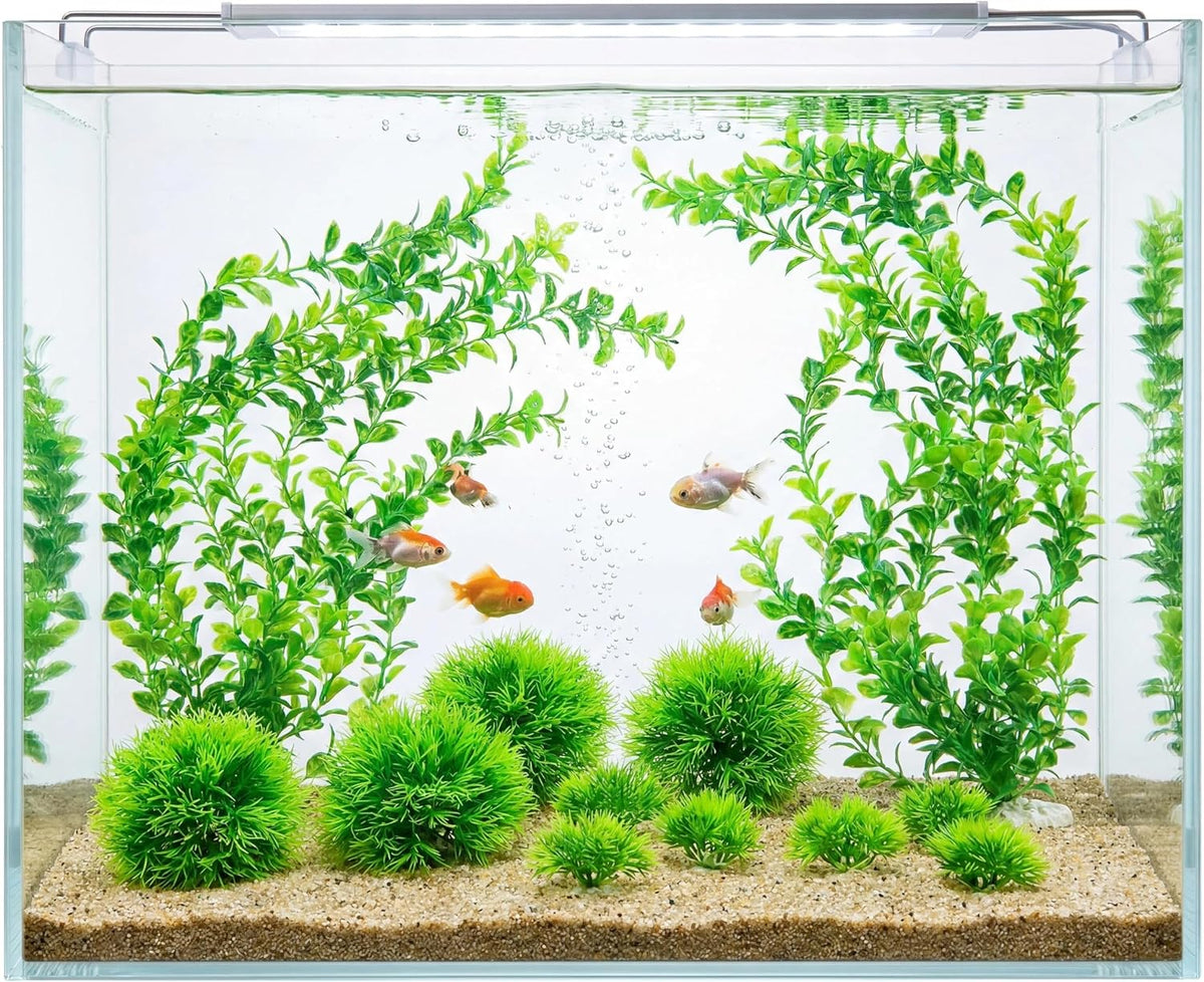 Artificial Aquarium Plants Set, Extra Large 21‑Inch Tall Plants(2 Pcs), with Medium & Small Ornaments, 12 Pcs Plastic Fish Tank Decor for Freshwater Saltwater Aquarium