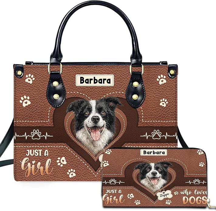 Personalized Pet Mom Leather Handbag – Custom Name Dog Cat Photo Purse by Encycom