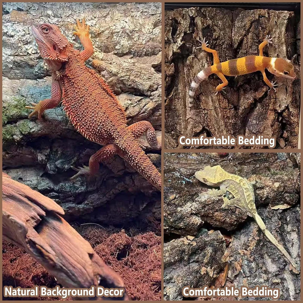2PCS 11.8"x11.8" Natural Thickened Reptile Cork Bark Terrarium Background