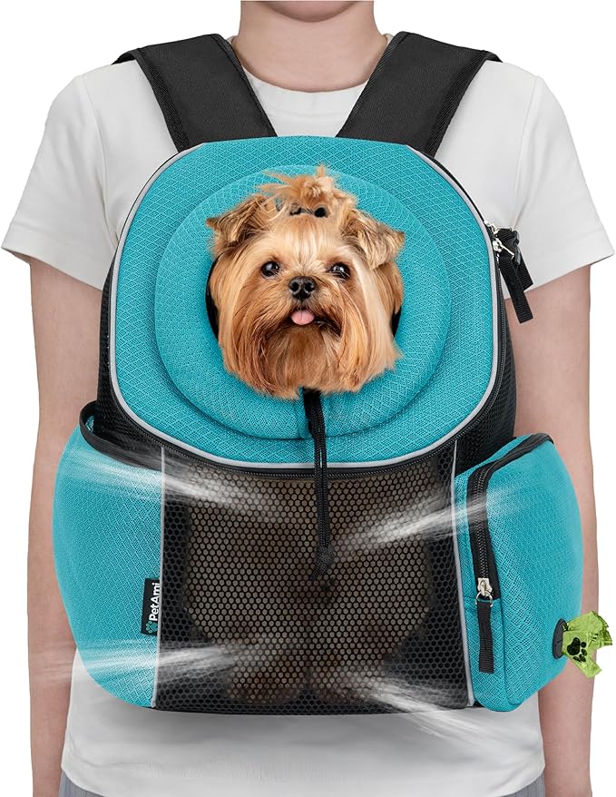 PetAmi Front Carrier Backpack, Ventilated Adjustable Pet Chest Carrier by PetAmi