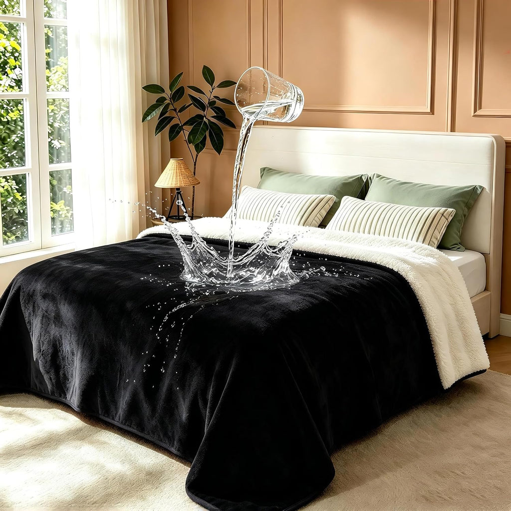 gogobunny Waterproof Blanket for Bed Couch, Sherpa Fleece Throw, 50x60