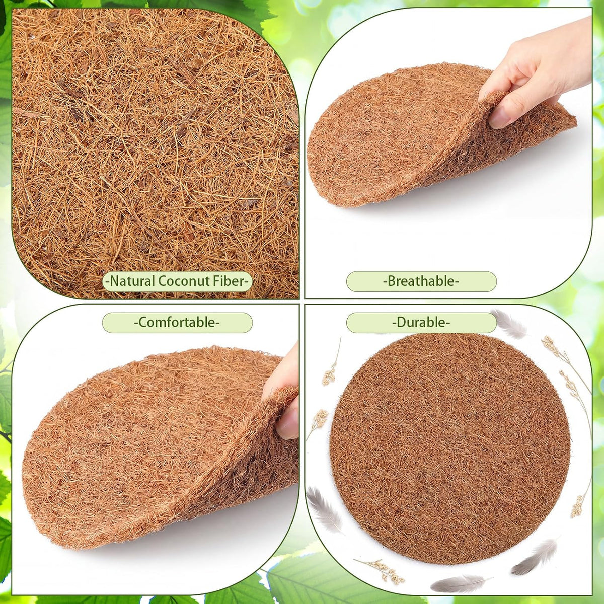 Mifoci 12 Pcs Pigeon Nest Pads, 8.3" Coconut Fiber Bird Breeding Mats