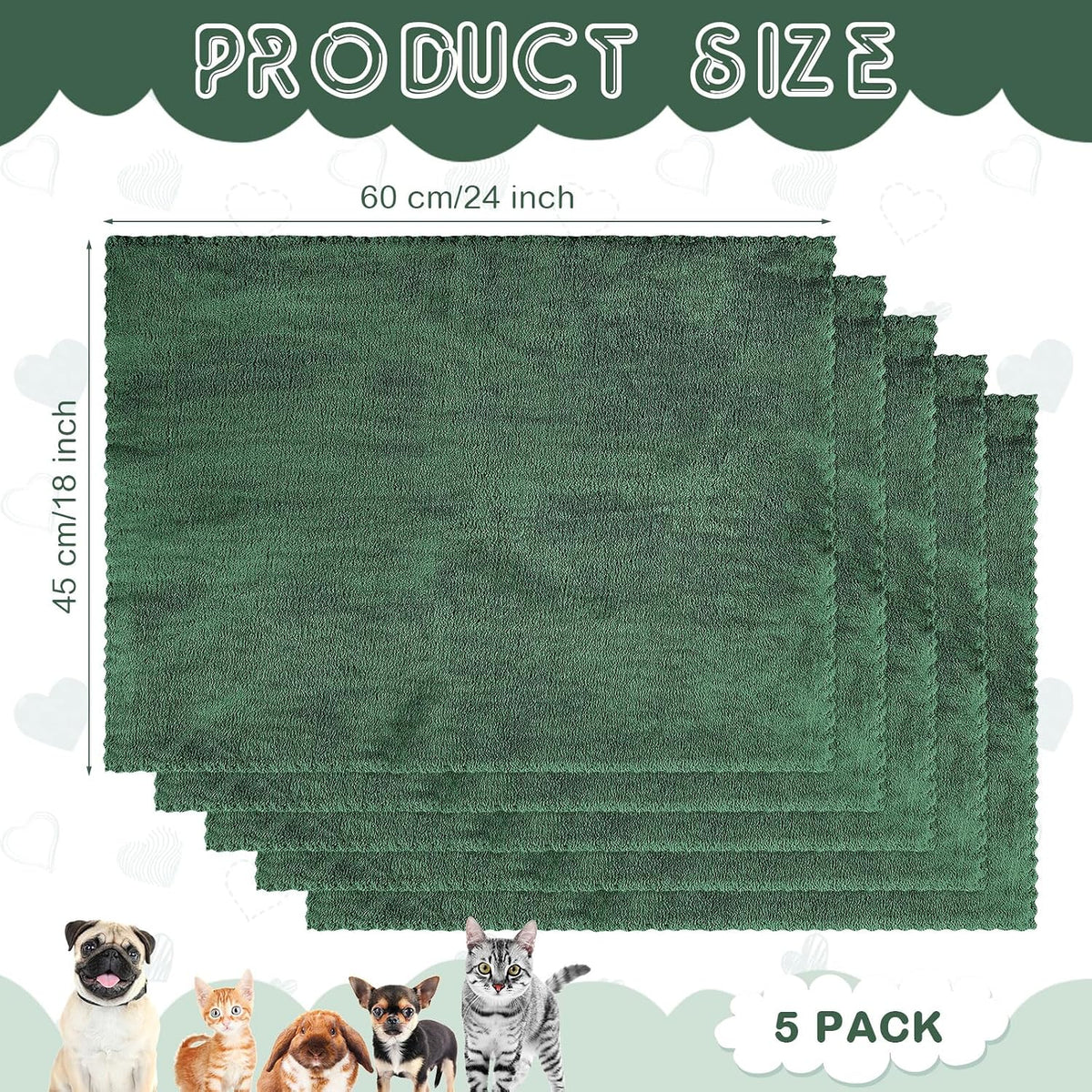 SmoothNovelty 5 Waterproof Guinea Pig Cage Liner, Dark Green, 18 x 24 Inch