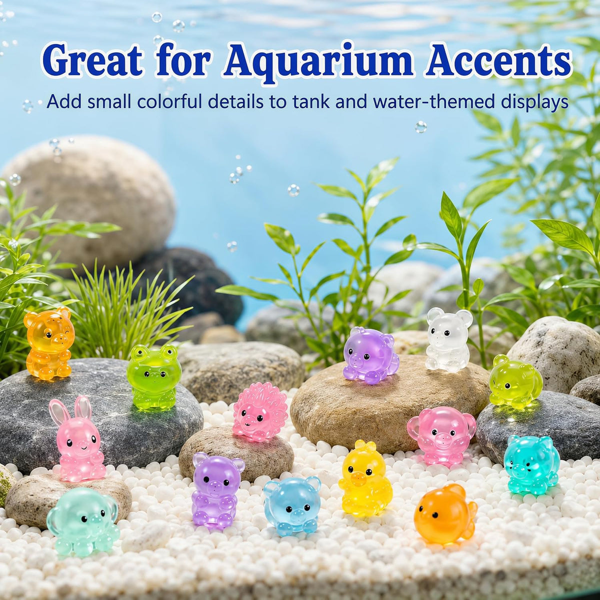 150 Pcs Resin Animals Mystery Bags, Mini Glow-in-the-Dark Animals, Individually Wrapped Tiny Figurines for Fairy Garden, Aquarium, Potted Decor, DIY Craft Display, Compact Assortment