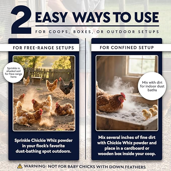 4 x 5.5lb Chickie Whiz Dust Bath, All-Natural Chickie Whiz Dust Bath Powder - Image 5