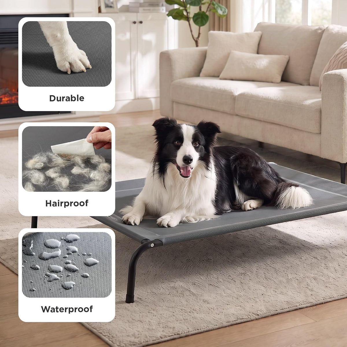 Bedsure Outdoor Elevated Cooling Dog Bed Large Sized Dog, 49in Terracotta