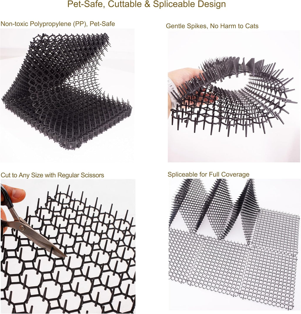 10 Pack Cat Repellent Mat for Indoor & Outdoor, Anti Cat Scratch Mat with Spikes, Cat Deterrent Mat for Garden, Sofa, Bed, Waterproof & Reusable
