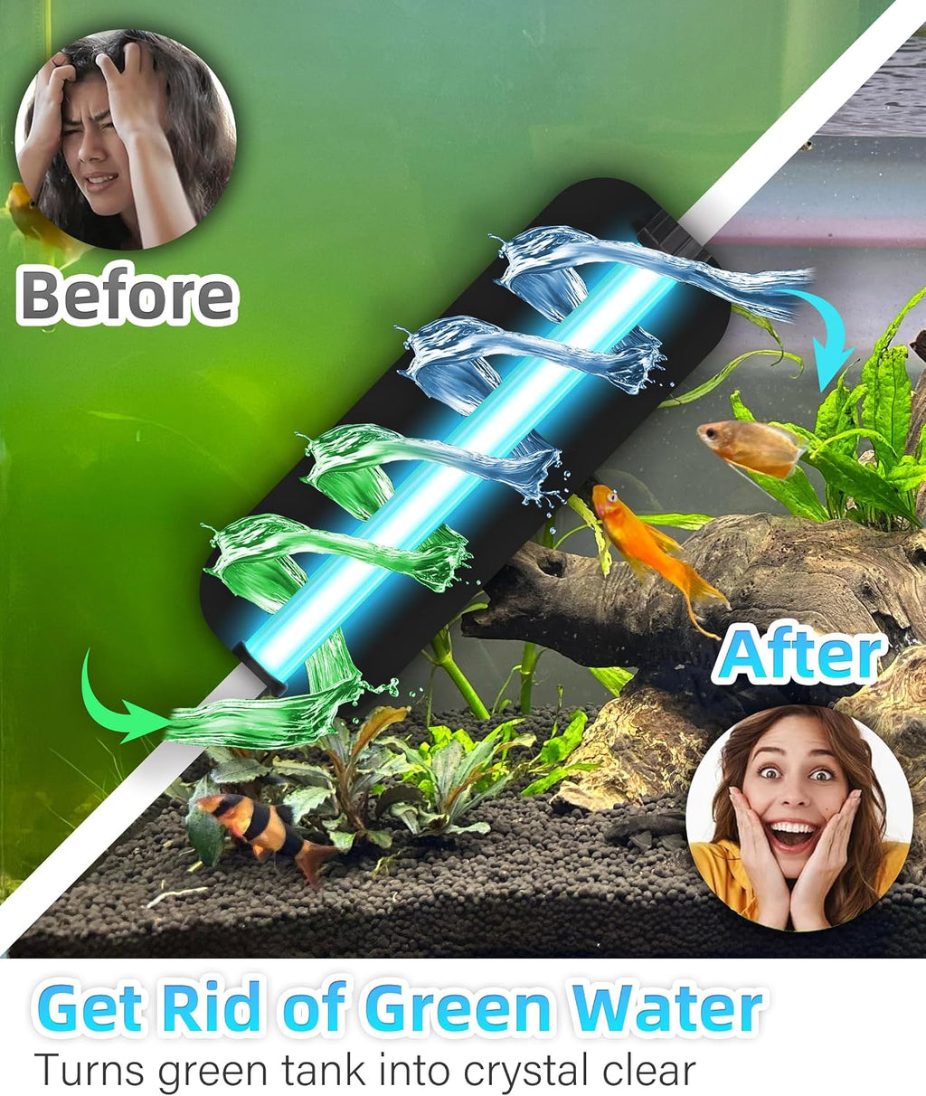 COOSPIDER Aquarium Filter with 6W U-V Light 158GPH for 10-45 Gallon Tank
