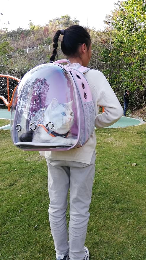Front Expandable Cat Backpack Carrier, Fit up to 20 lbs, Space Capsule Bubble - Image 6