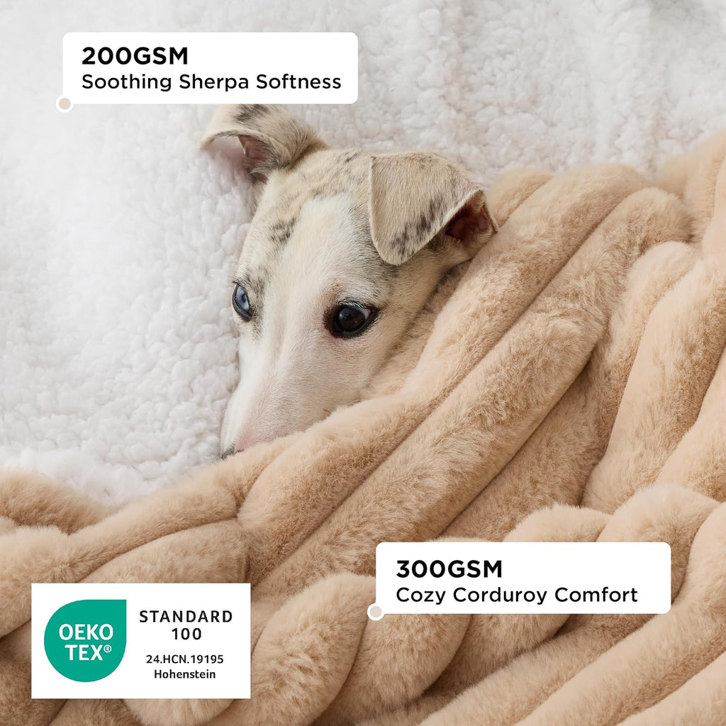 Bedsure ComfyFleece® Waterproof Dog Blankets for Large Dogs,50x60