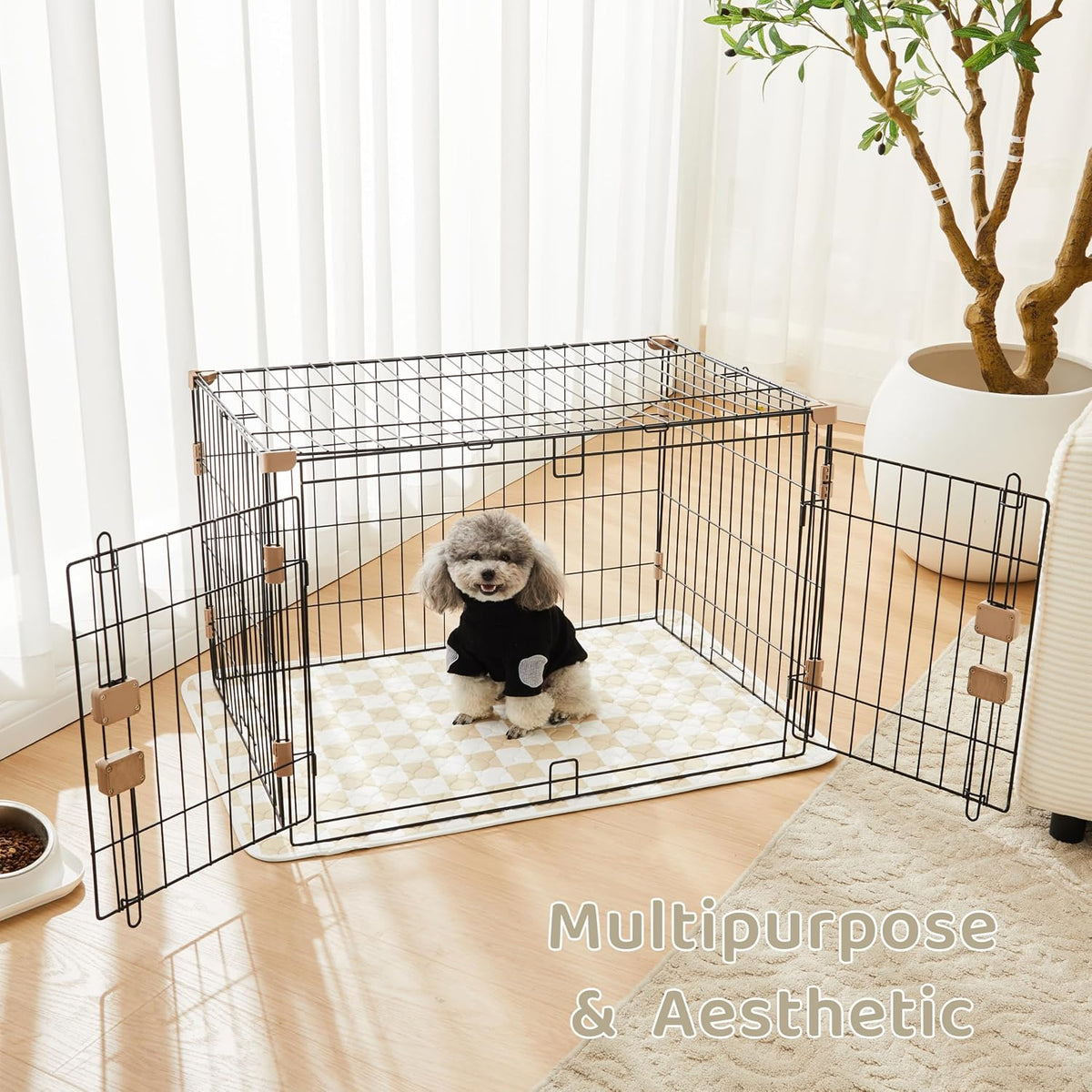2 Pack Beige Checkered Washable Pee Pads for Dogs, Checkered Reusable Dog Pee Pads, for Puppy Playpen, Crate, Whelping Box, Potty Training, Cute Aesthetic Absorbency, Leak-Proof Non-Slip
