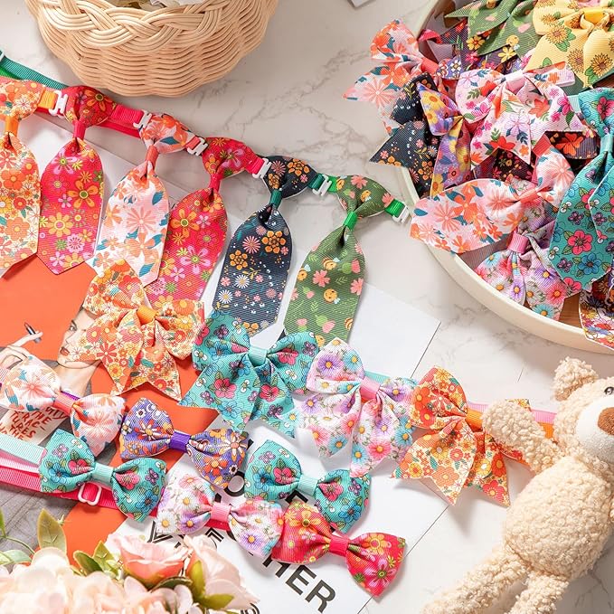 Reginary 100 Pieces Dog Bow Tie Collar Set Include 40 Dog Neckties, and 30 - Image 4