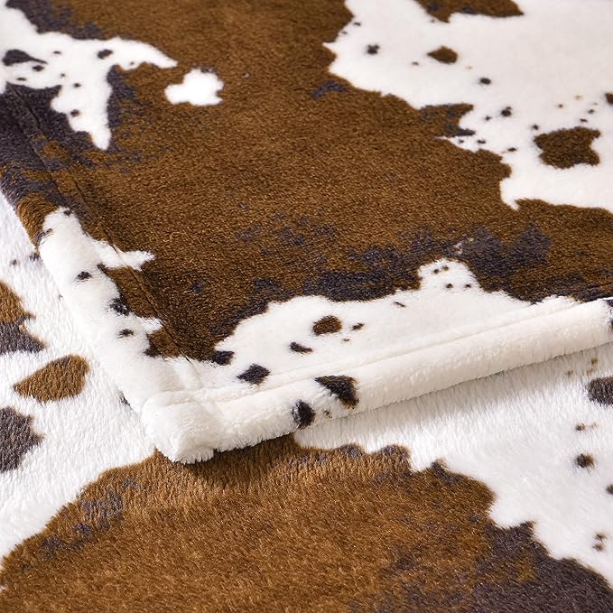 Bnuitland Brown Cow Print Throw Blanket - Image 8